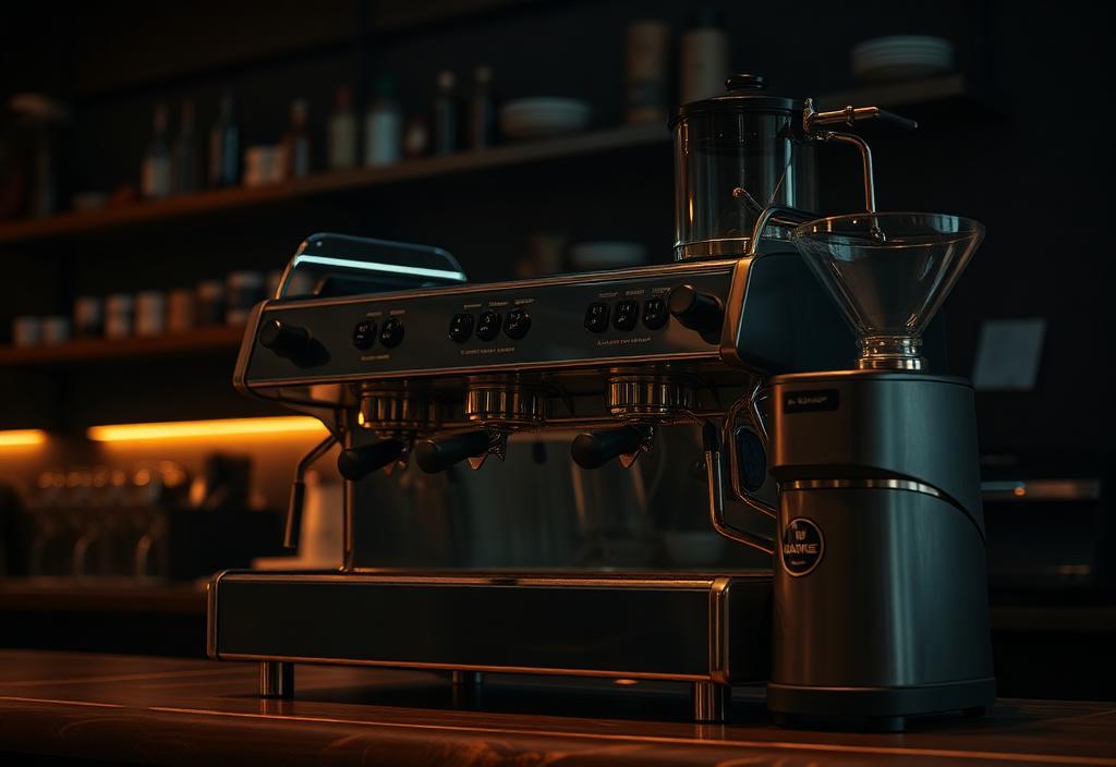 Two-group commercial espresso machine and grinder